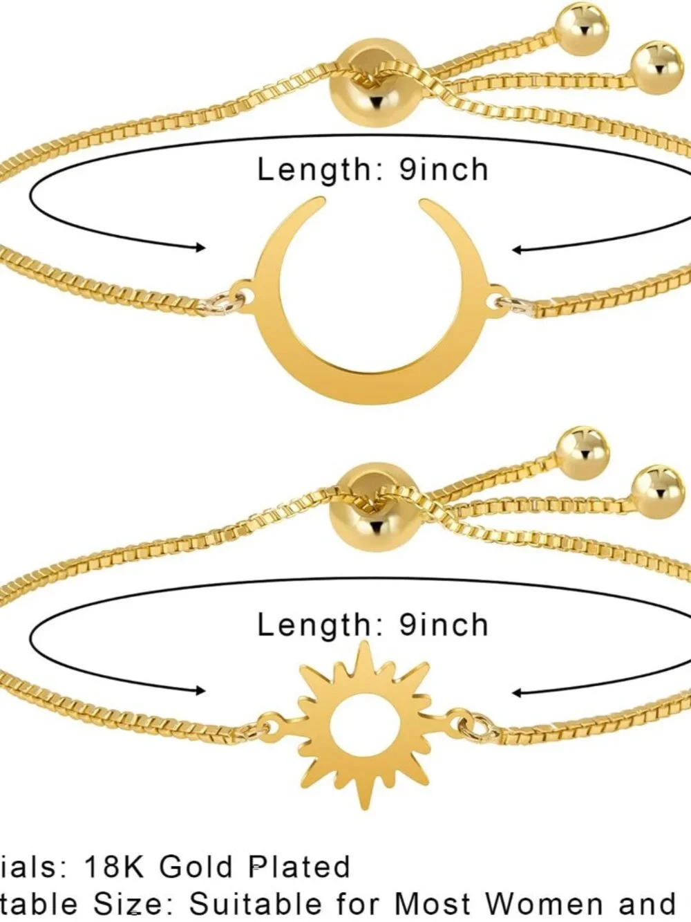 18K Gold BFF Friendship Bracelet Matching Butterfly Cross Charms Bracelet Set fo